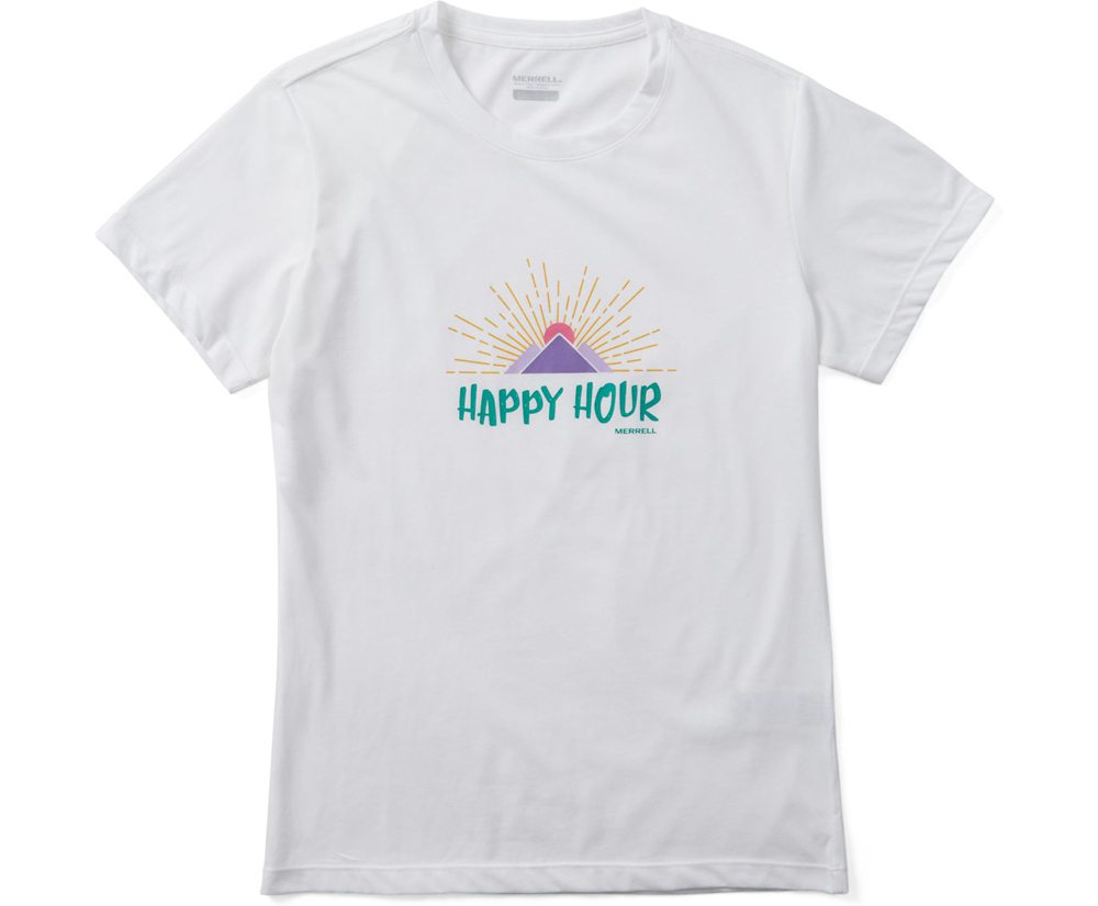 Krótki Rękaw Merrell Damskie Białe - Happy Hour Tee - 735982-YXA